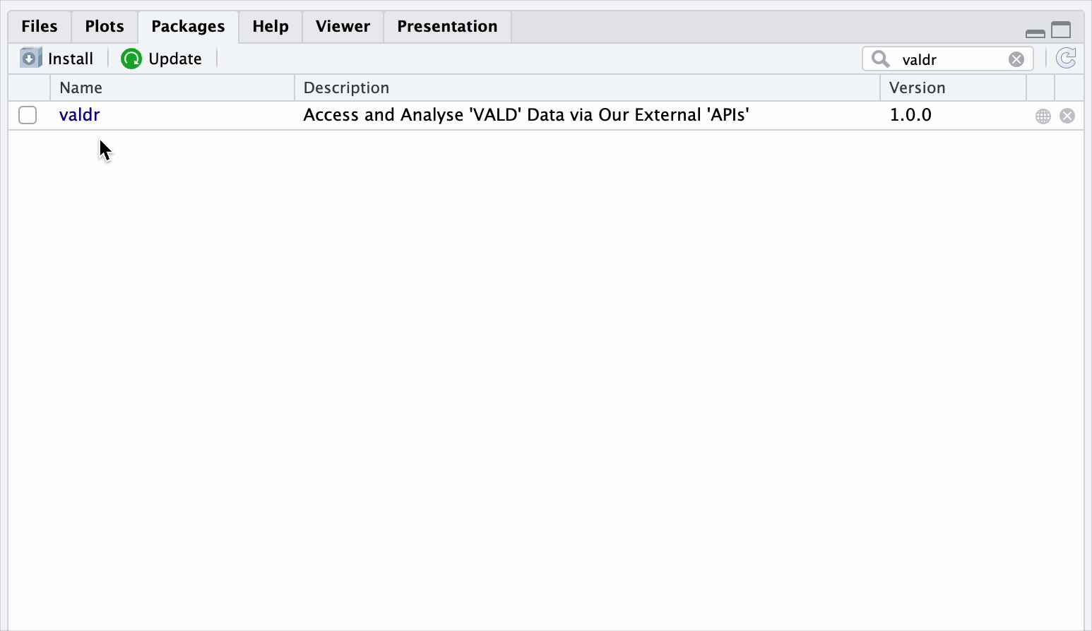 RStudio valdr View Dependencies.gif